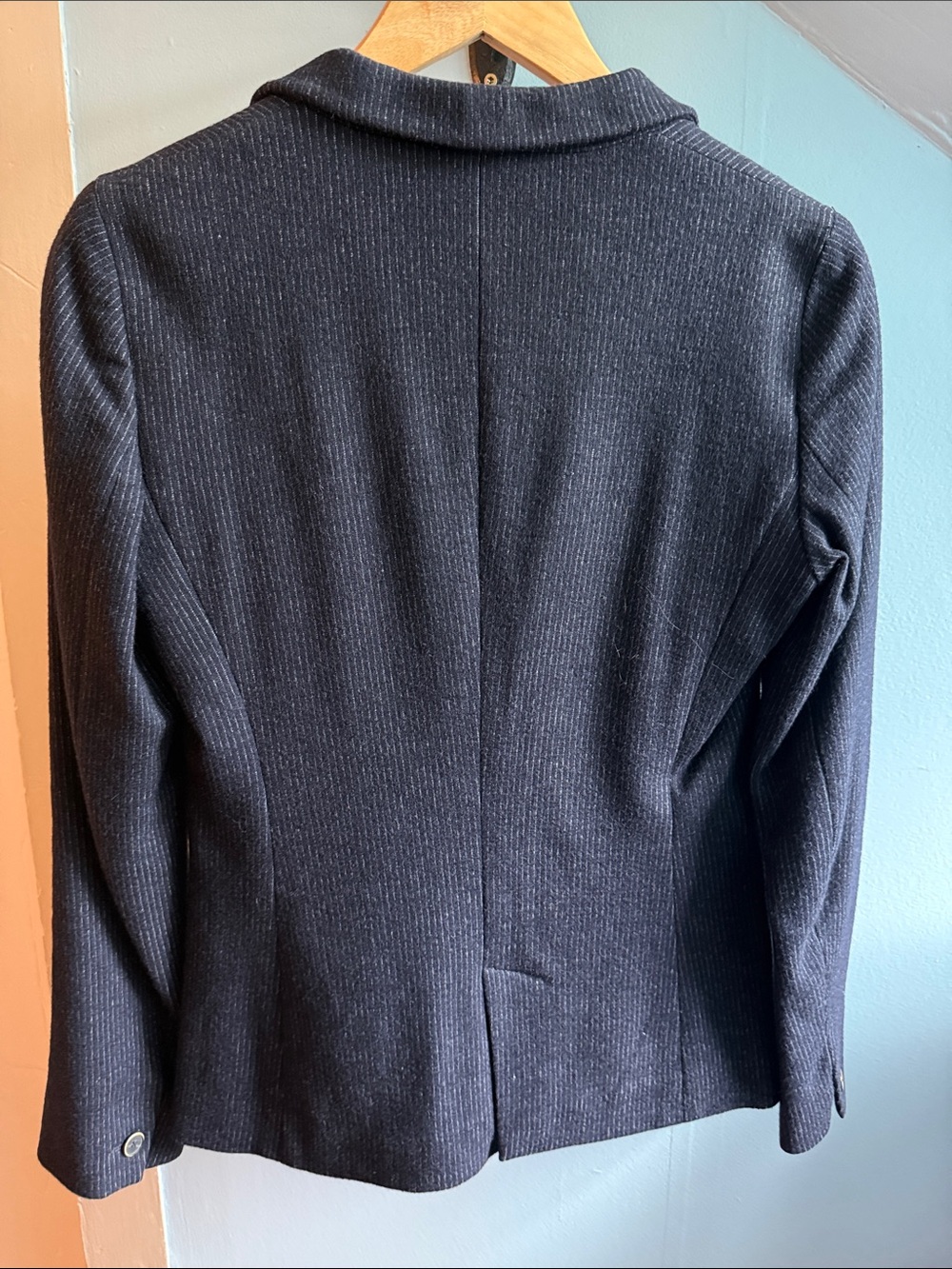 Massimo Dutti Navy Ribbed Single-Button Blazer - Picture 2 of 6